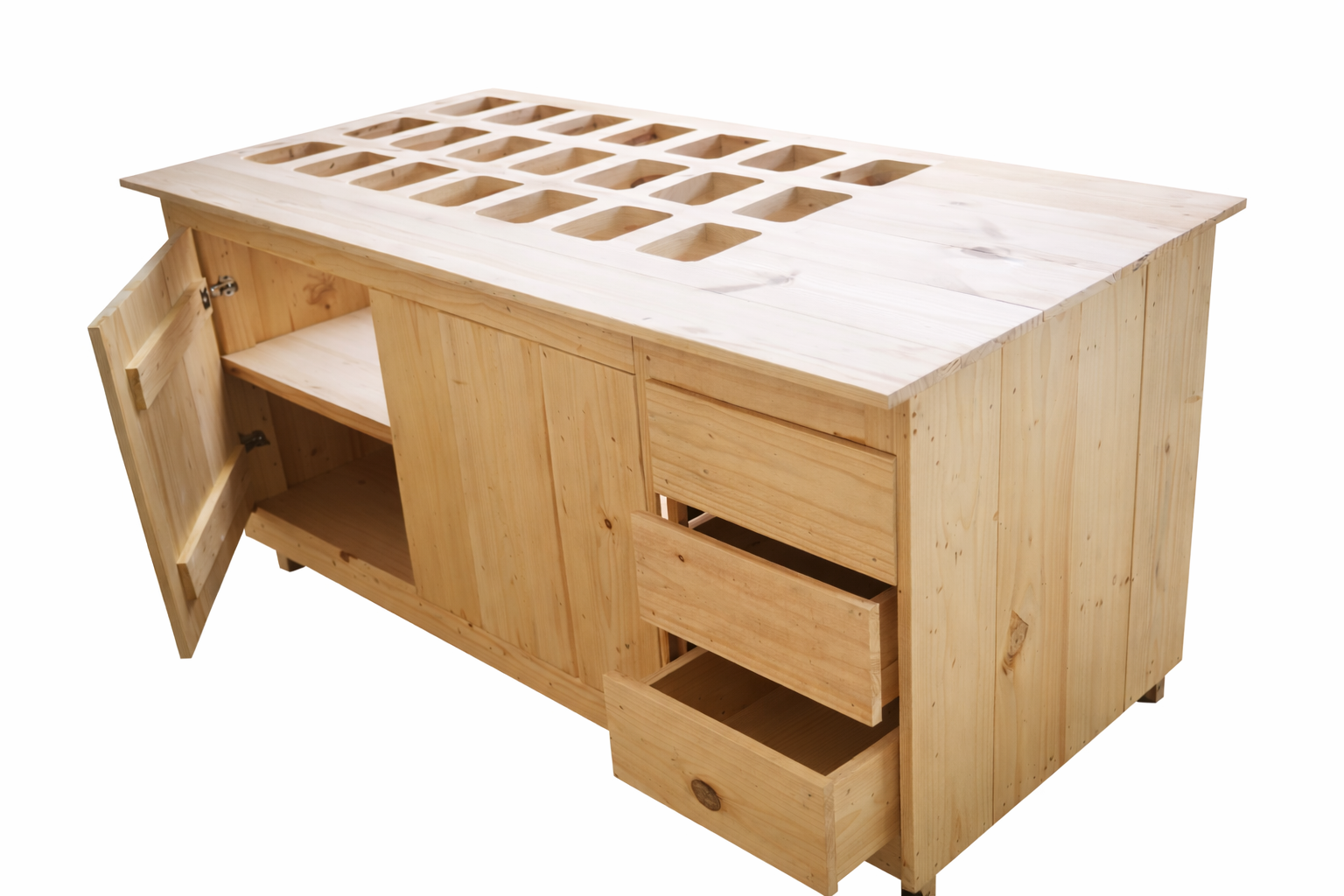 Specialbeställd bänk till försäljning av glass, acaí och andra godsaker